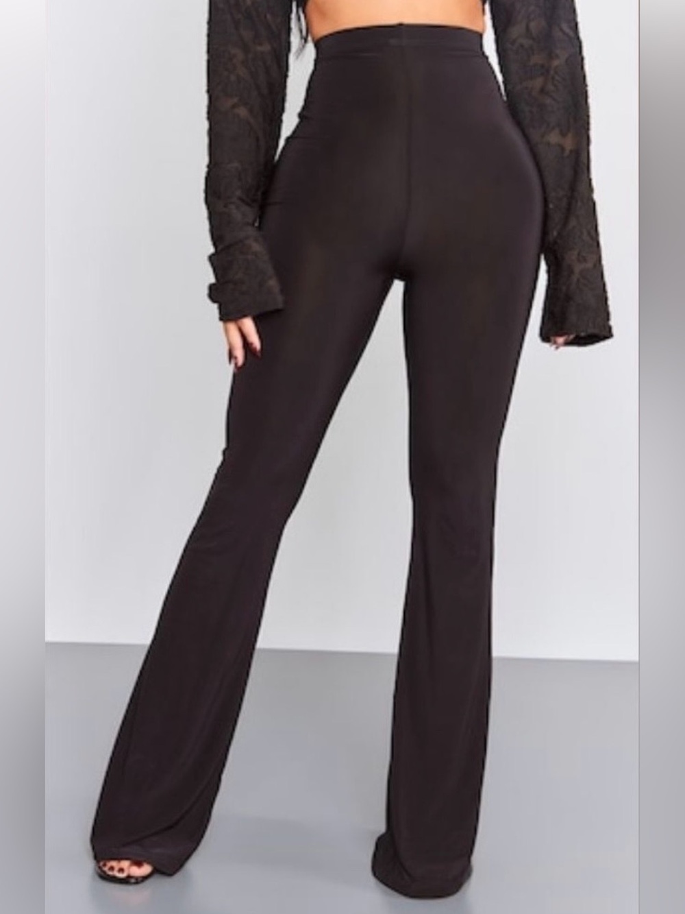 PrettyLittleThing Black High-Waist Flared Pants